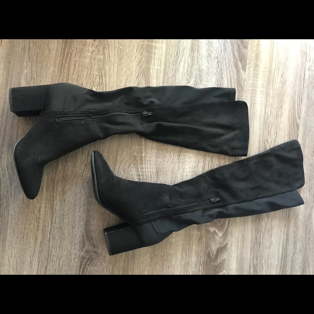 Black thigh high boots